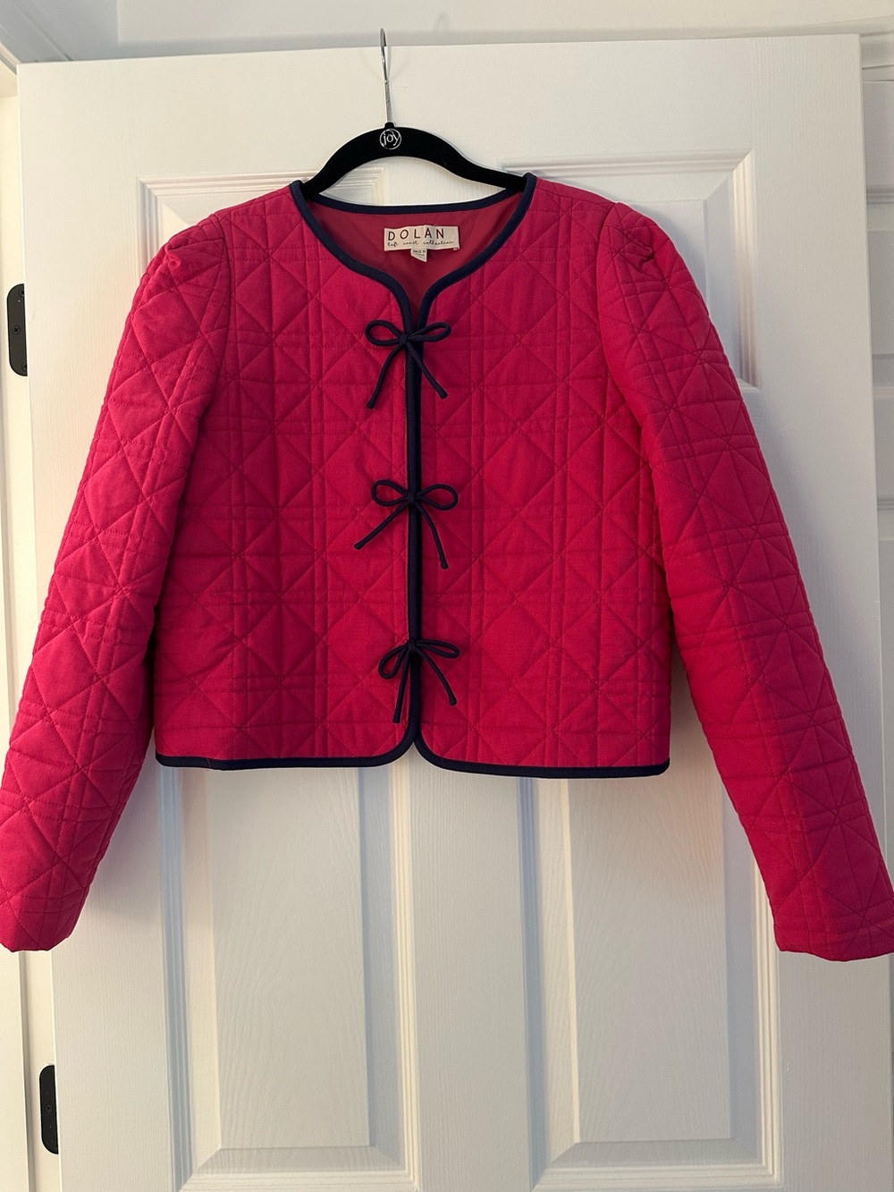 dolan Hot Pink Quilted Jacket with Navy Trim